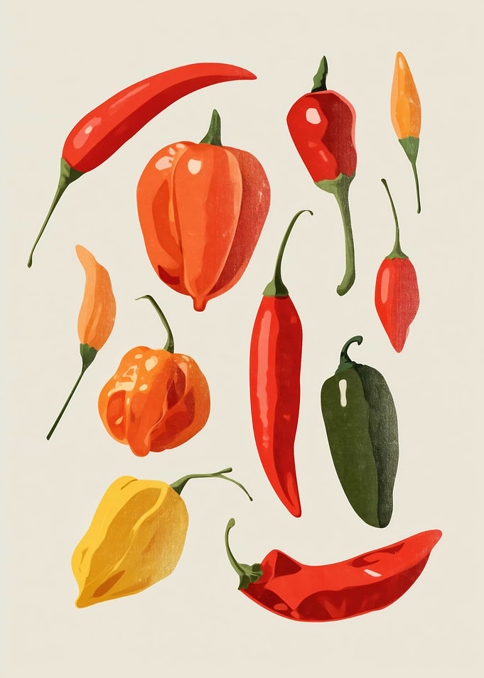Assortment of Colorful Chili Peppers
