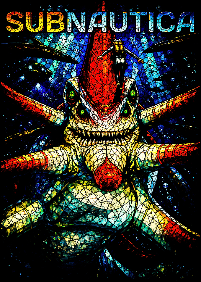 Subnautica Leviathan Stained Glass Art
