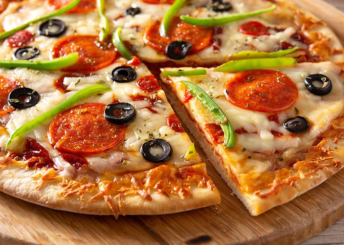 Pepperoni and Olive Pizza Slice