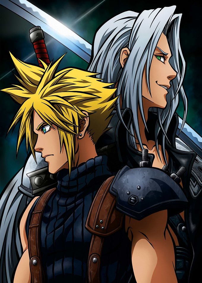 Cloud Strife and Sephiroth