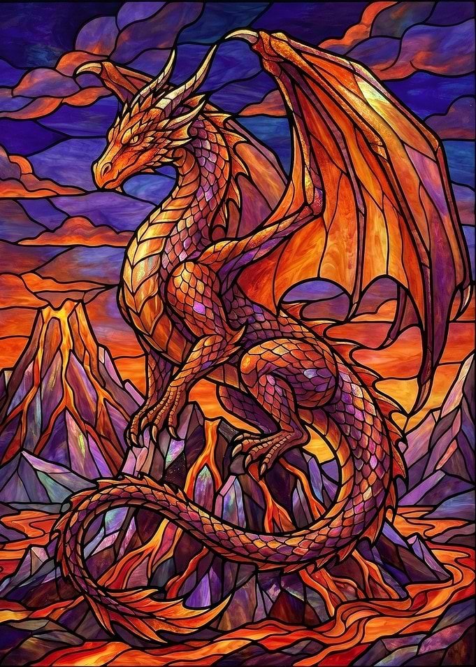 Dragon in a Volcanic Landscape