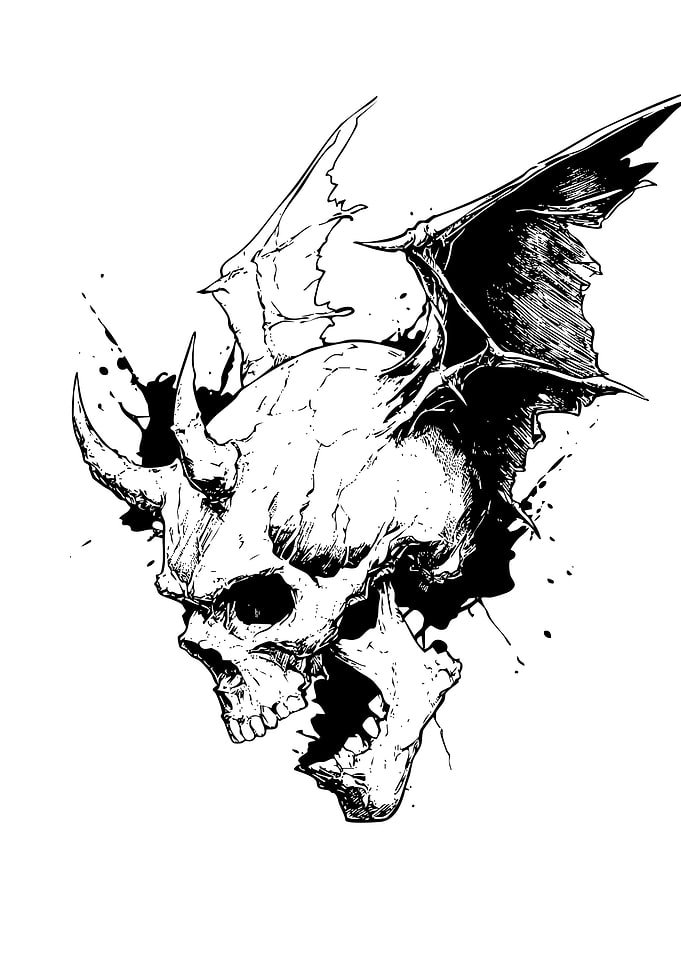 Demonic Skull with Wings
