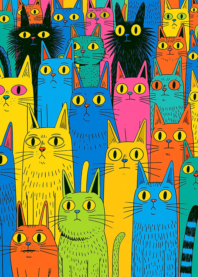 Colorful Cats Illustration