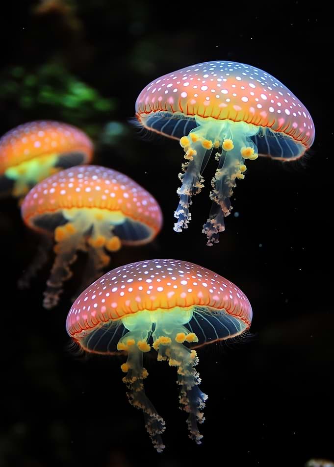 Spotted Jellyfish in Dark Water