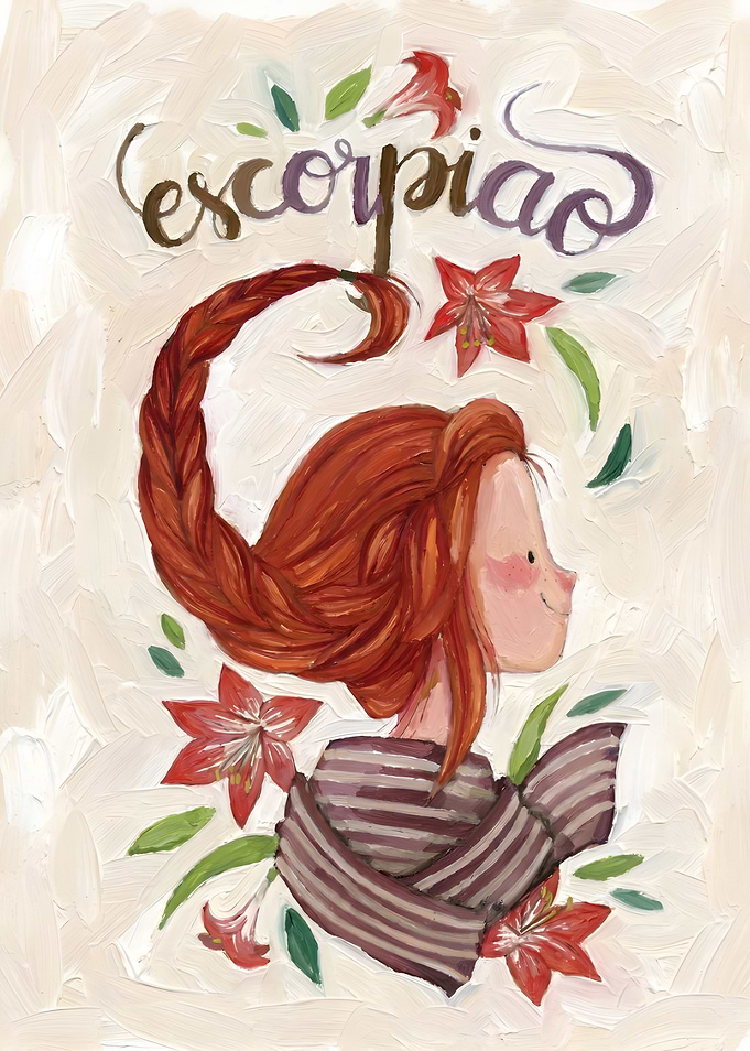 Scorpio Zodiac Girl with Flowers