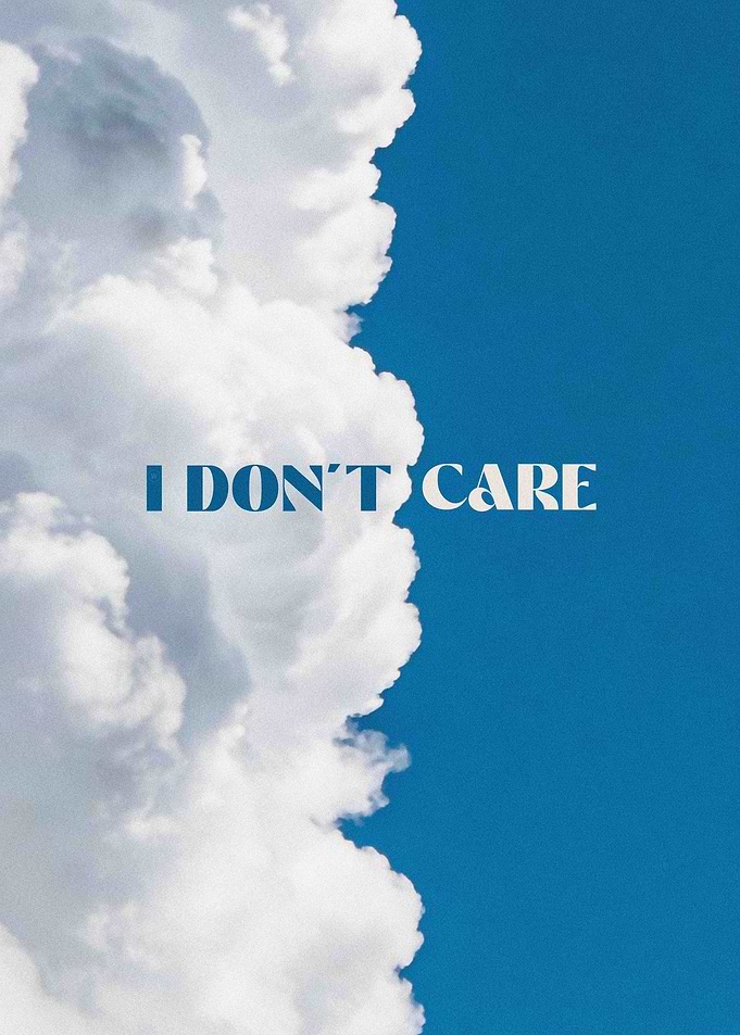 I Don't Care Text Art