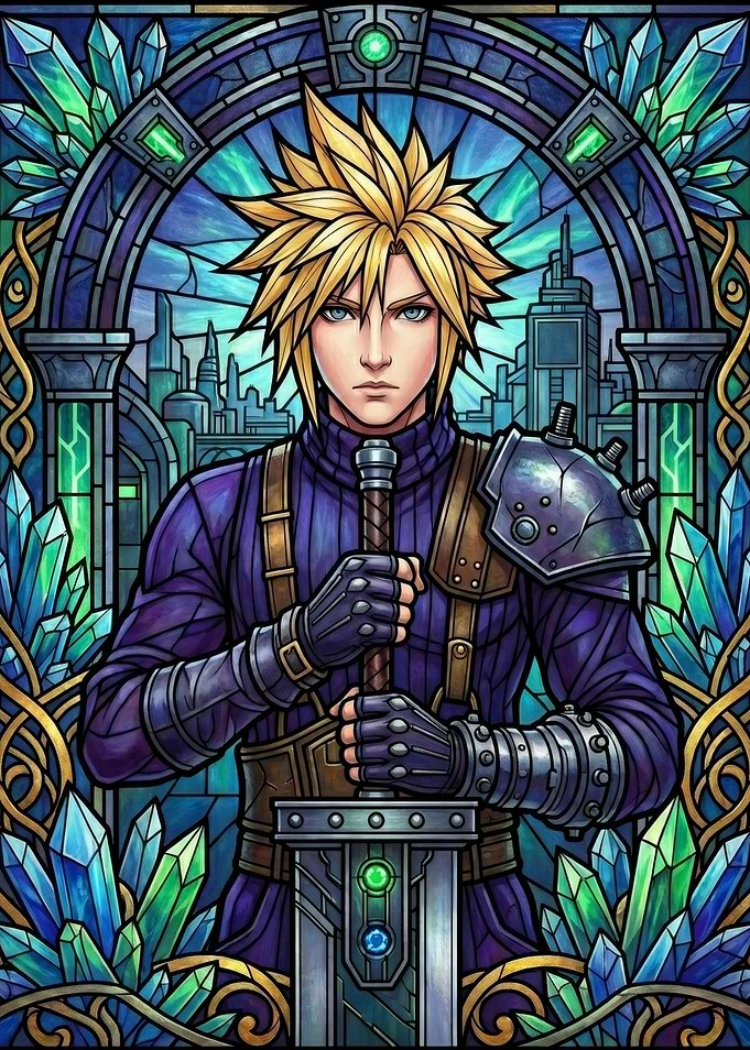 Cloud Strife Stained Glass Art