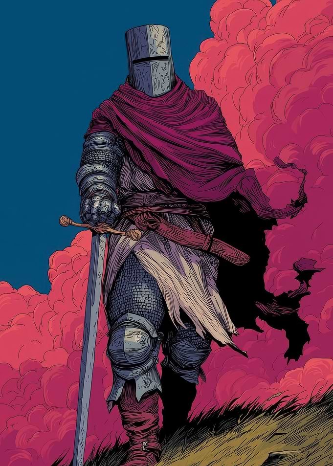 Knight in Red Sky