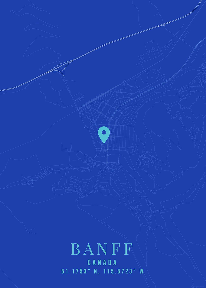 Banff Canada Map with Location Pin