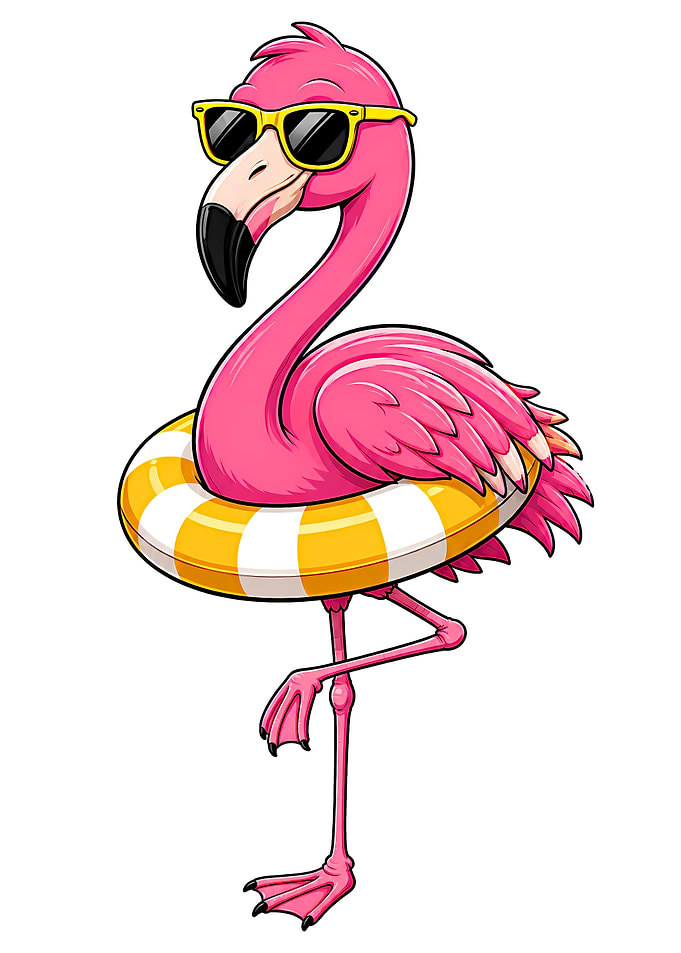 Cool Flamingo with Sunglasses and Float