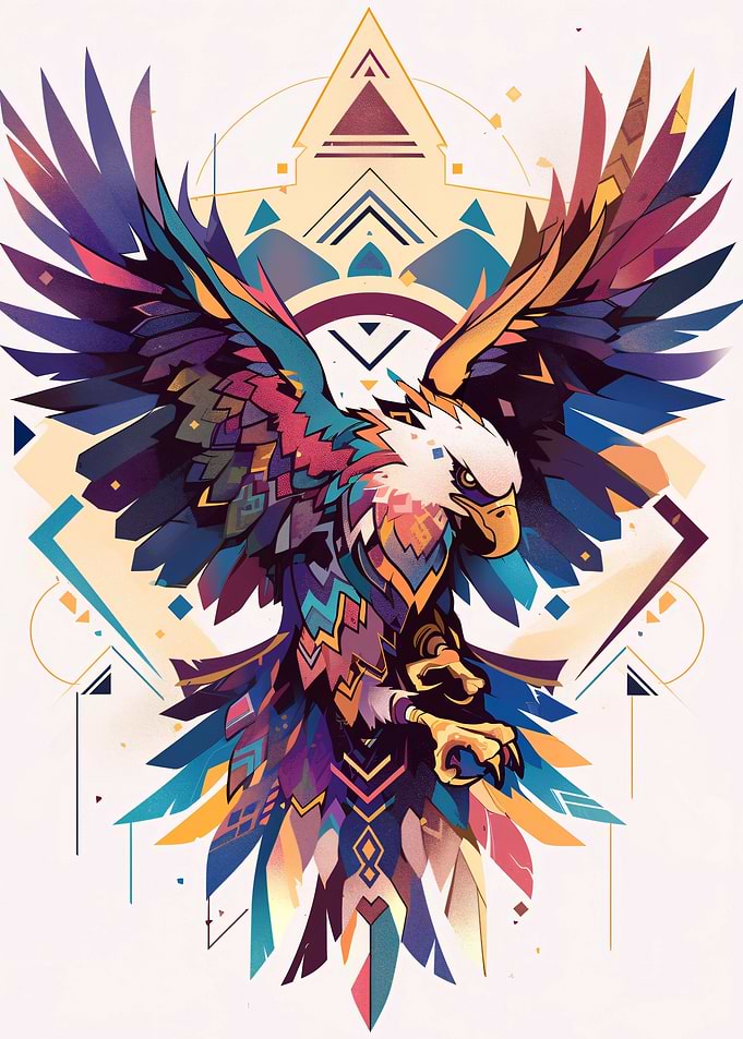 Tribal Eagle with Geometric Background