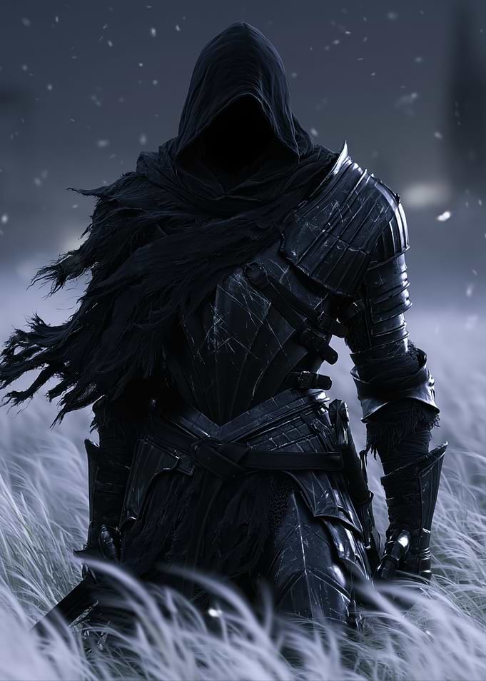 Dark Knight in a Snowy Field