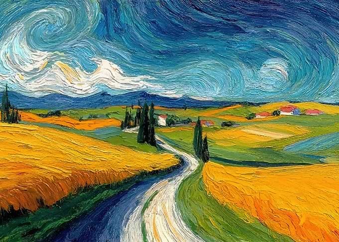 Van Gogh Style Tuscan Landscape