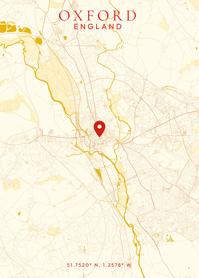 Oxford England Map with Pin
