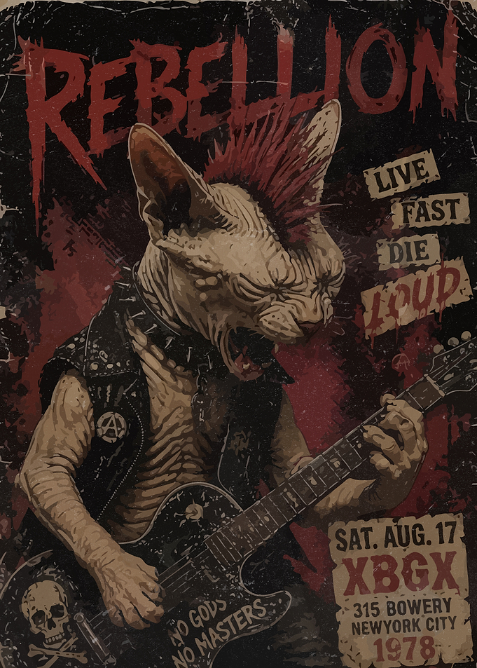 Punk Rock Rebellion Sphynx Cat
