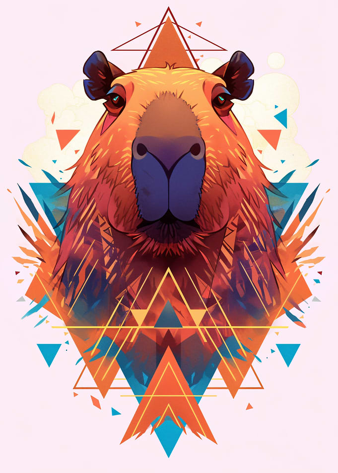 Geometric Capybara Portrait