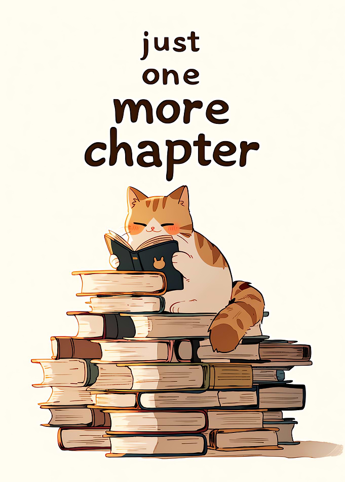 Cute Cat Reading Books