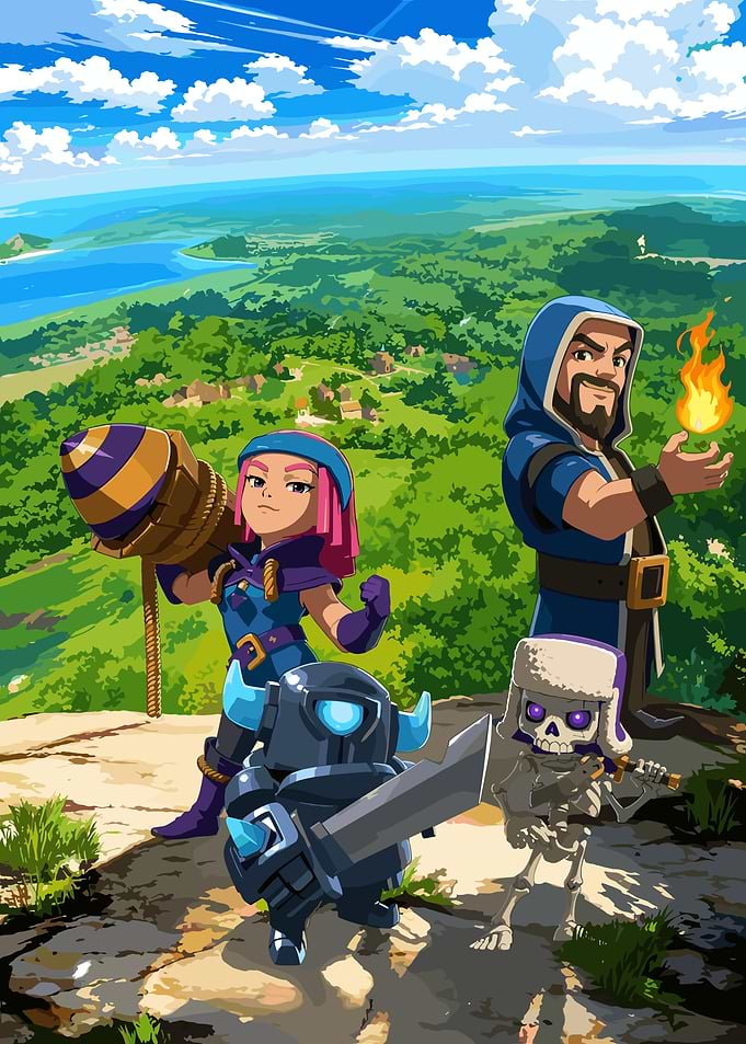 Clash of Clans characters in a landscape