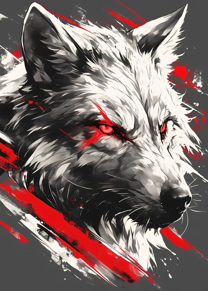 Fierce Wolf with Red Eyes