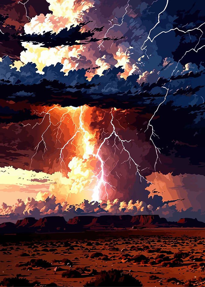 Dramatic Desert Lightning Storm
