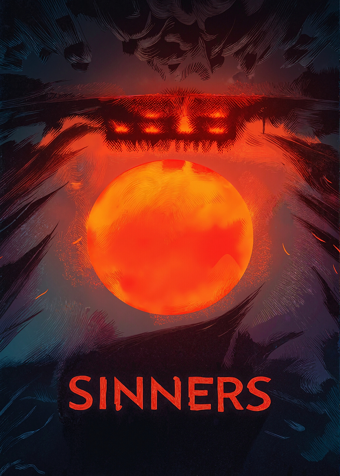 Sinners Poster with Fiery Sun