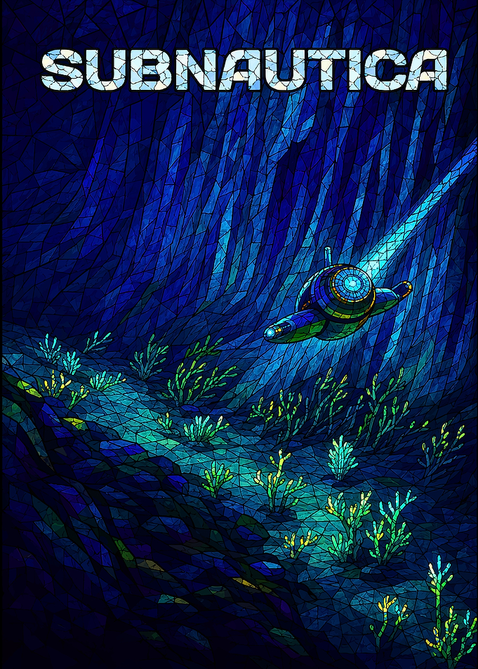 Subnautica Submarine in Deep Blue Ocean