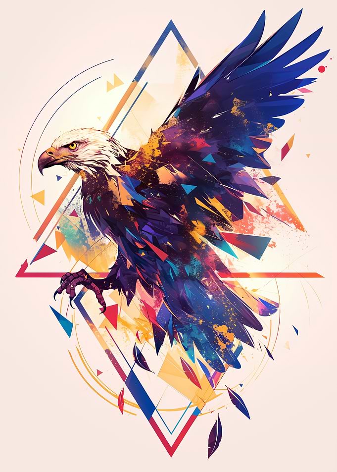 Abstract Eagle with Geometric Shapes