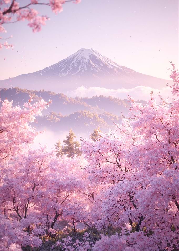 Mount Fuji with Cherry Blossoms