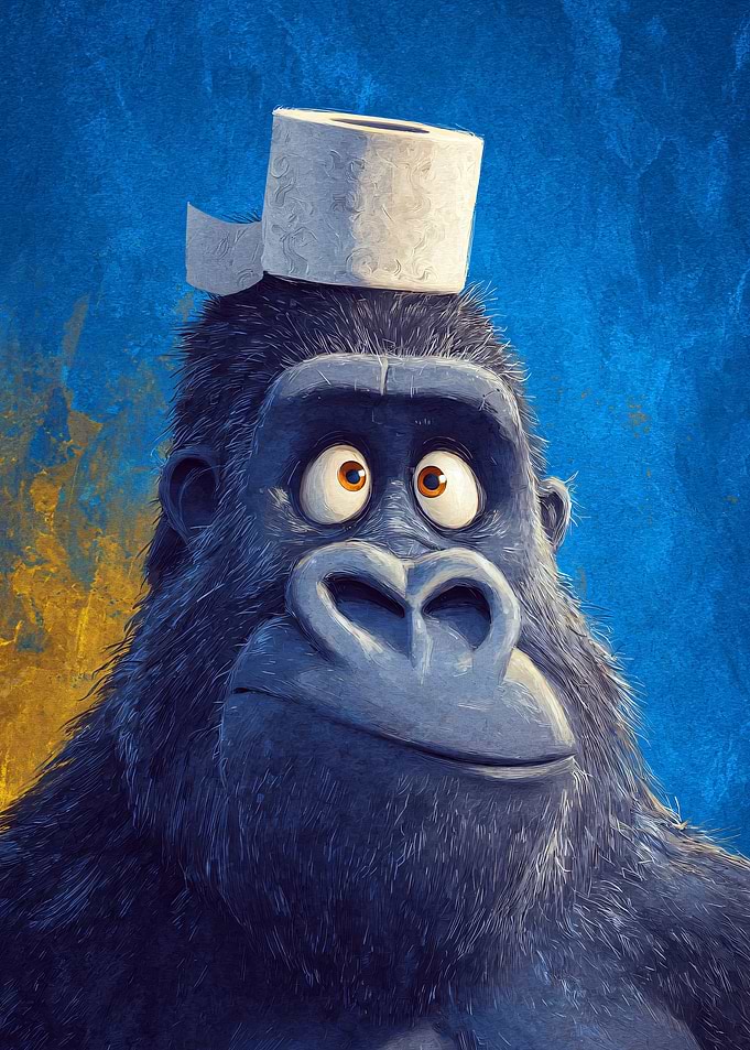 Gorilla Wearing Toilet Paper Hat