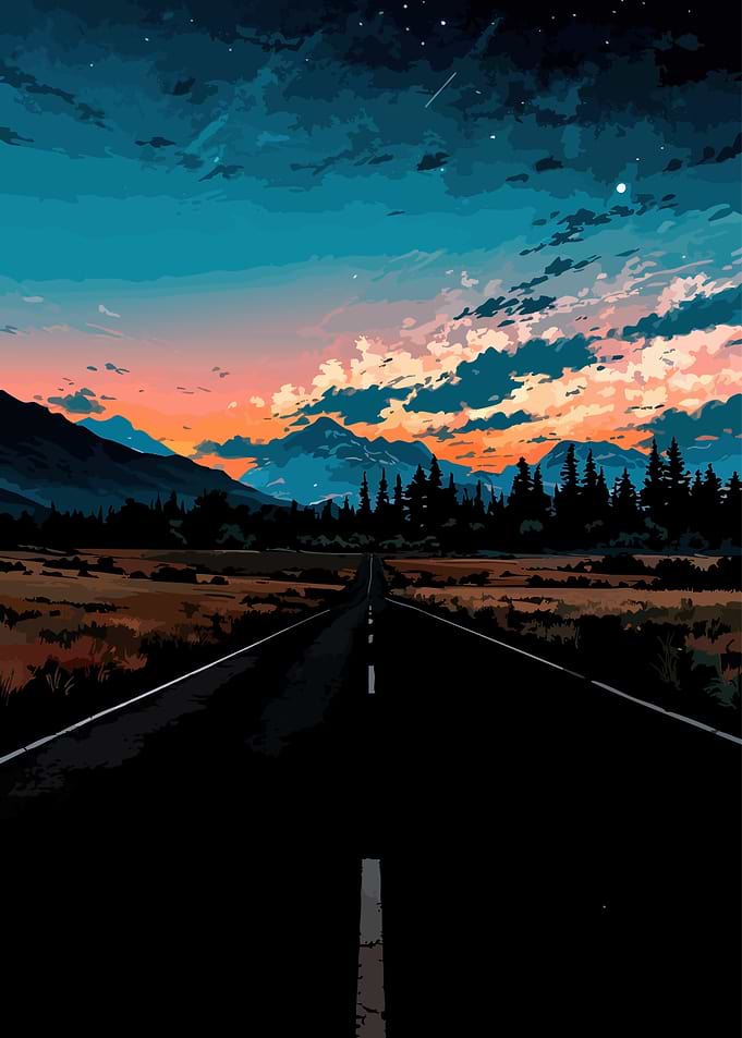 Anime Road at Sunset