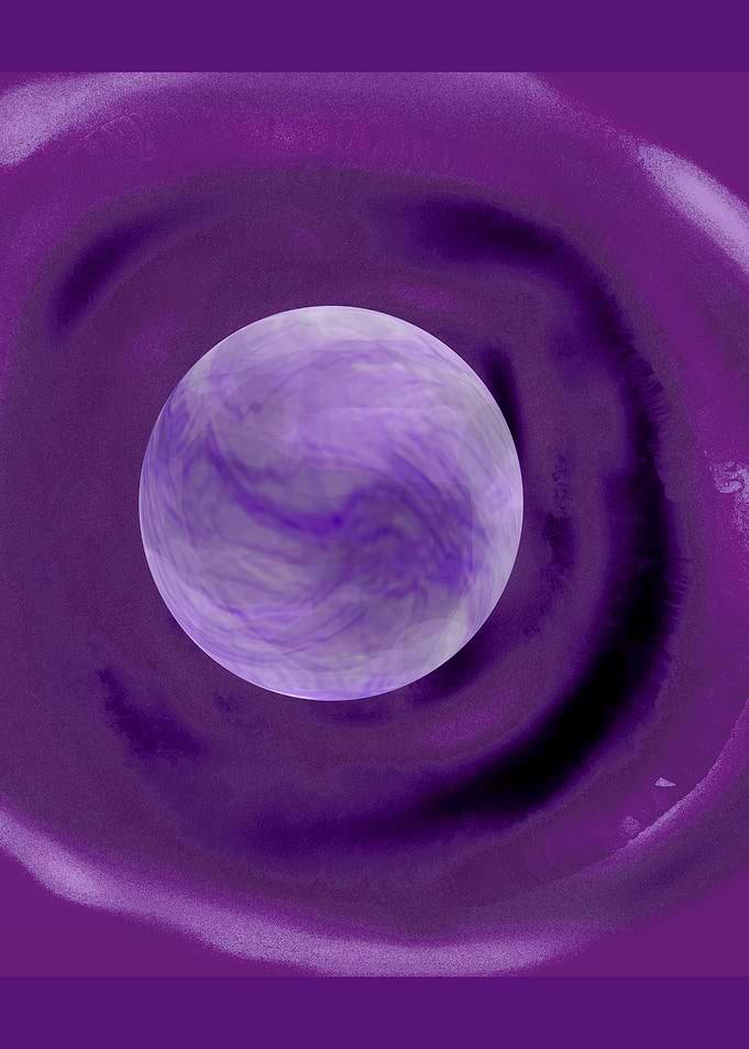 Purple Swirling Nebula with Planet