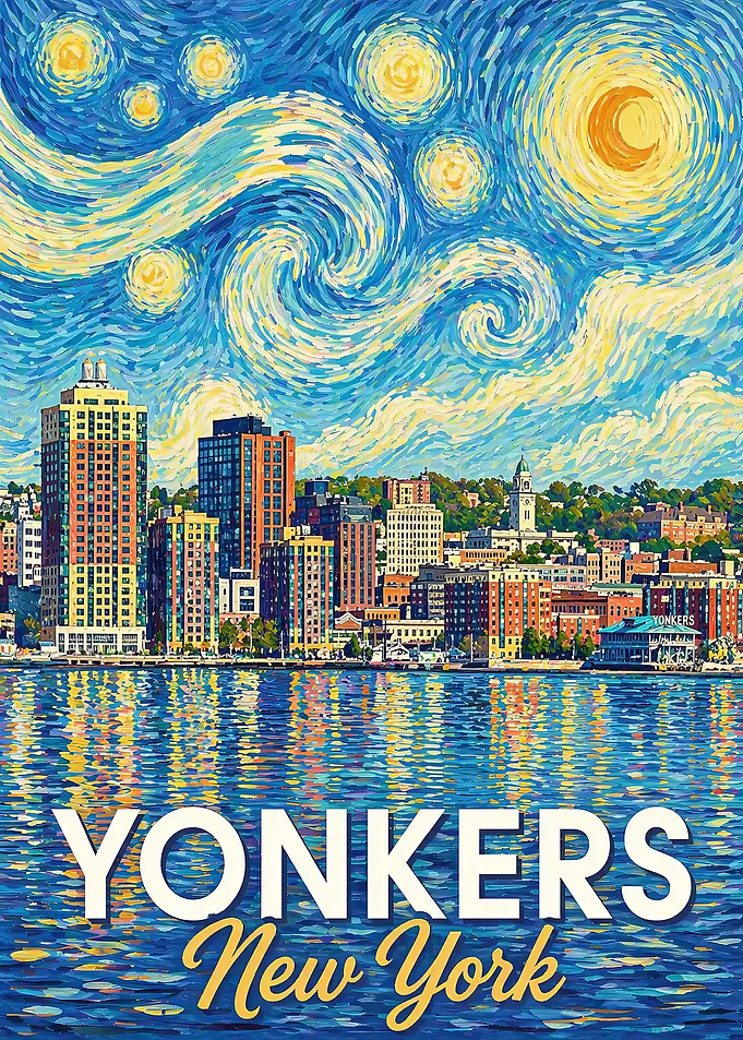 Yonkers New York Cityscape Starry Night