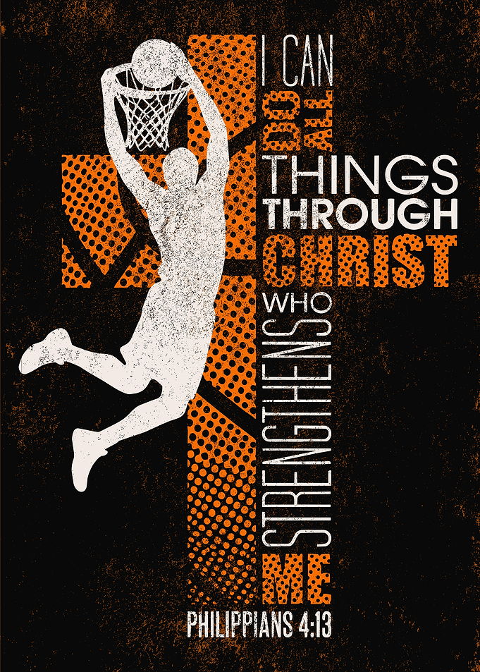 Basketball Player Dunking with Philippians 4:13 Bible Verse