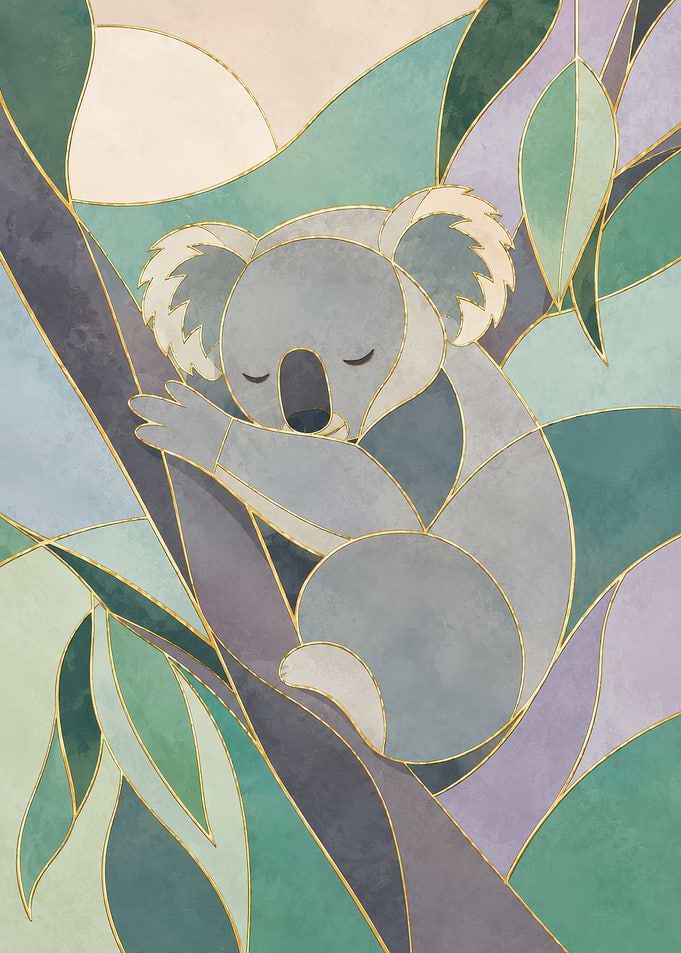 Sleeping Koala in Geometric Style