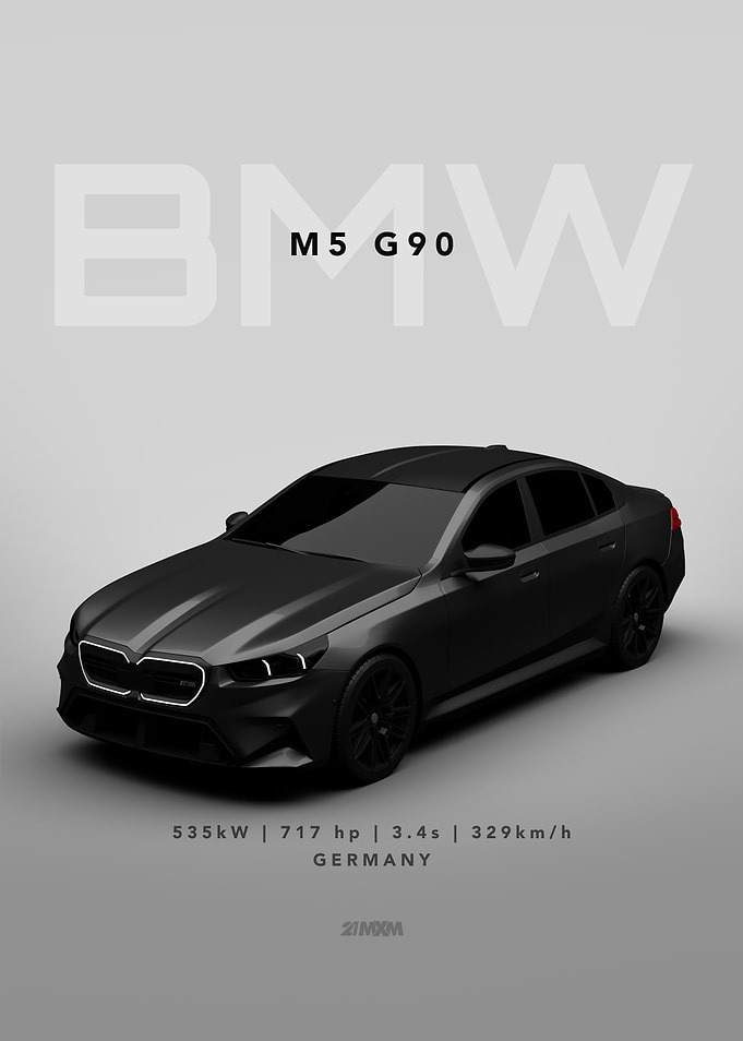 BMW M5 G90 Matte Black - white background
