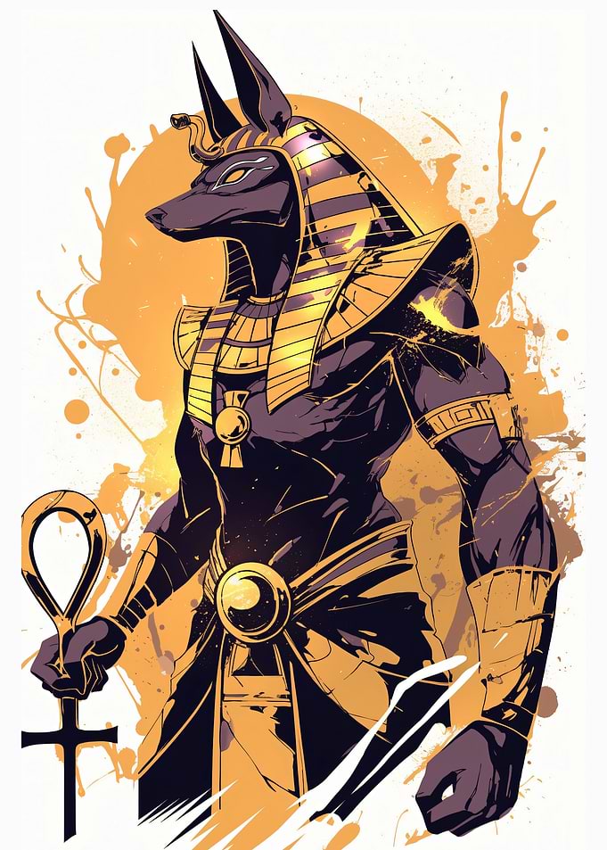 Anubis Egyptian God with Ankh