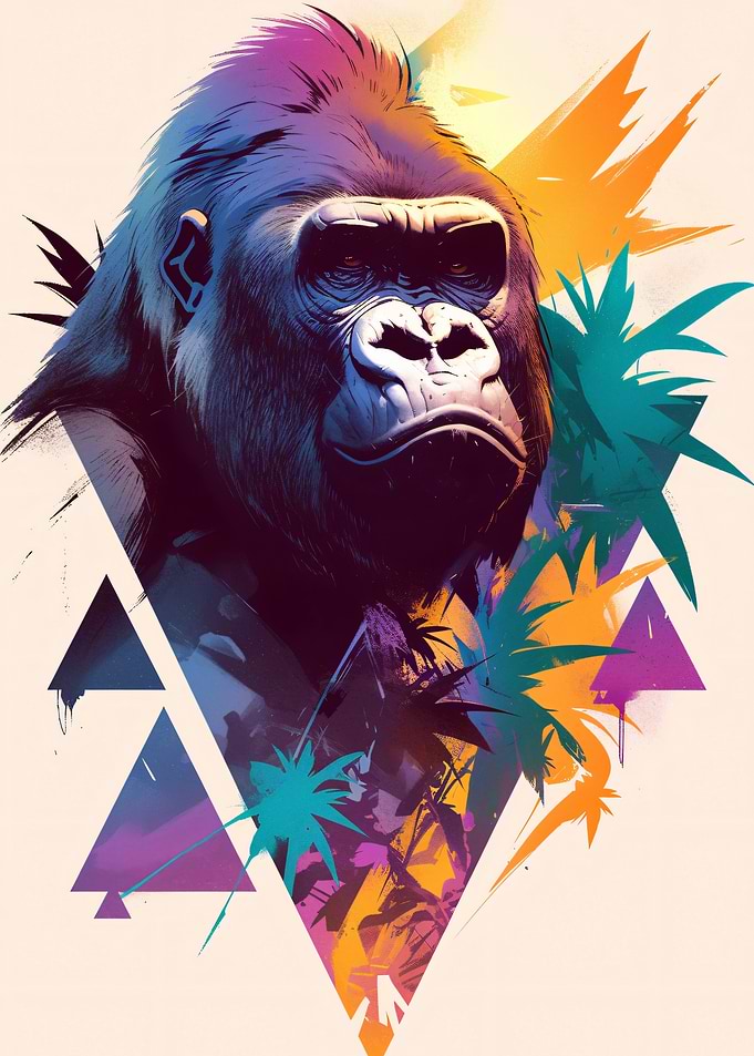 Gorilla with Tropical Elements