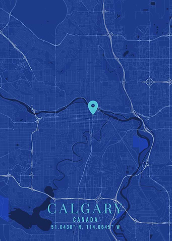 Calgary City Map with Location Pin