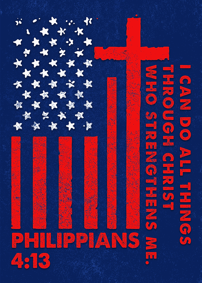 Philippians 4:13 American Flag Cross