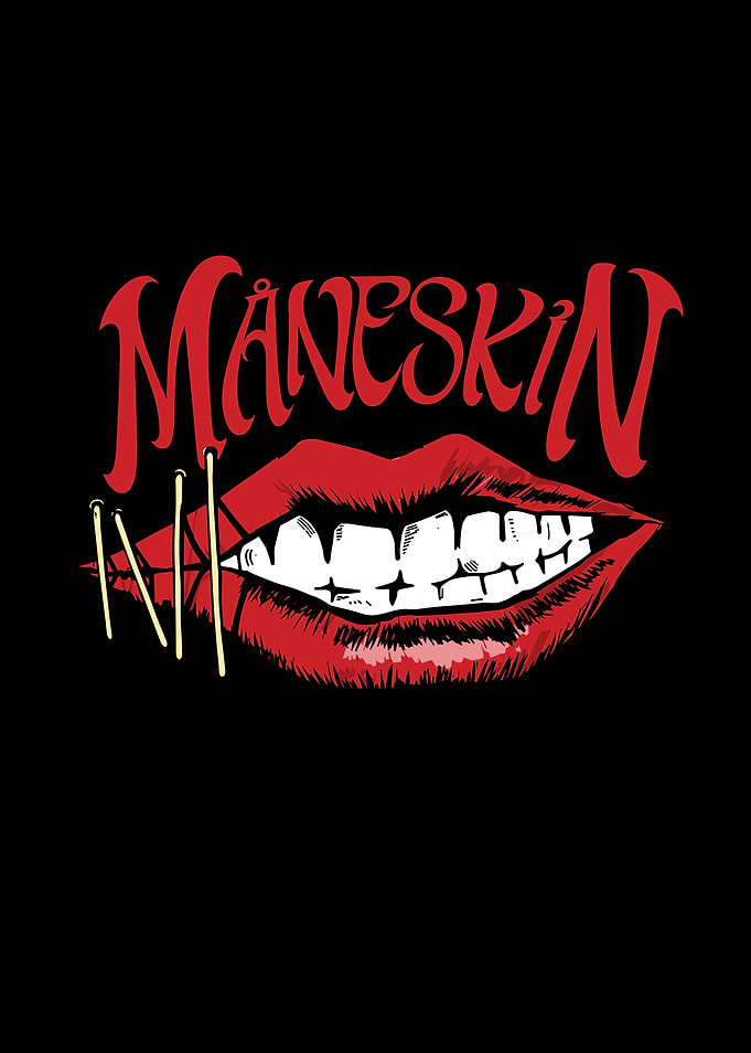 Måneskin logo with stitched lips