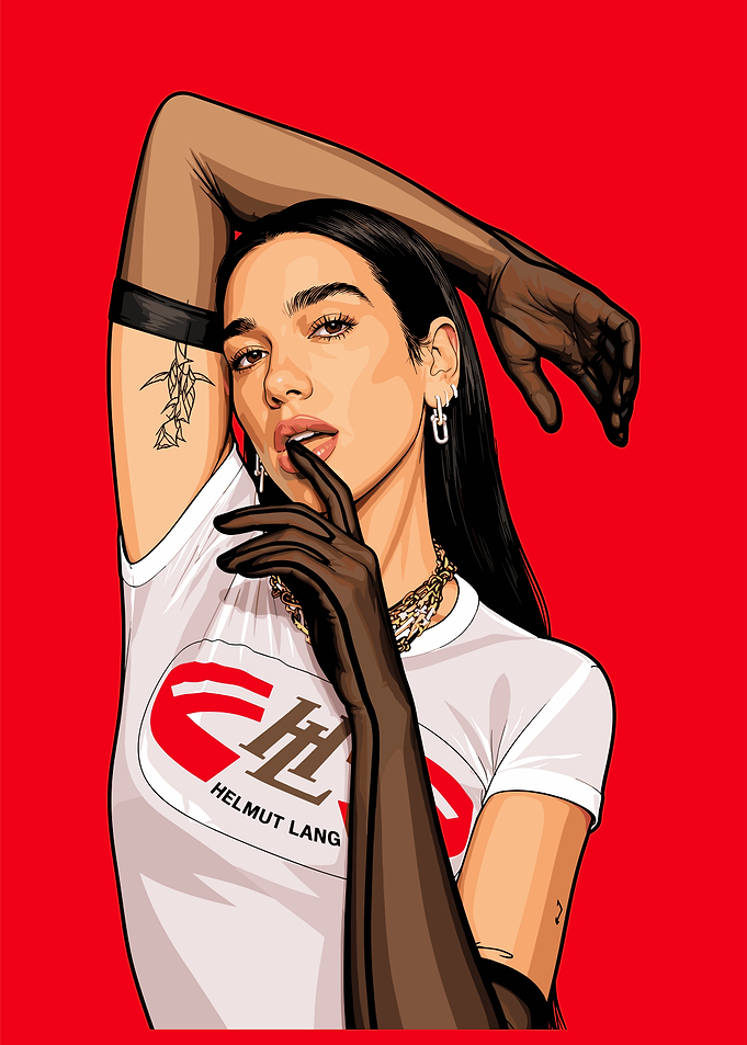 Dua Lipa Pixel Art Portrait