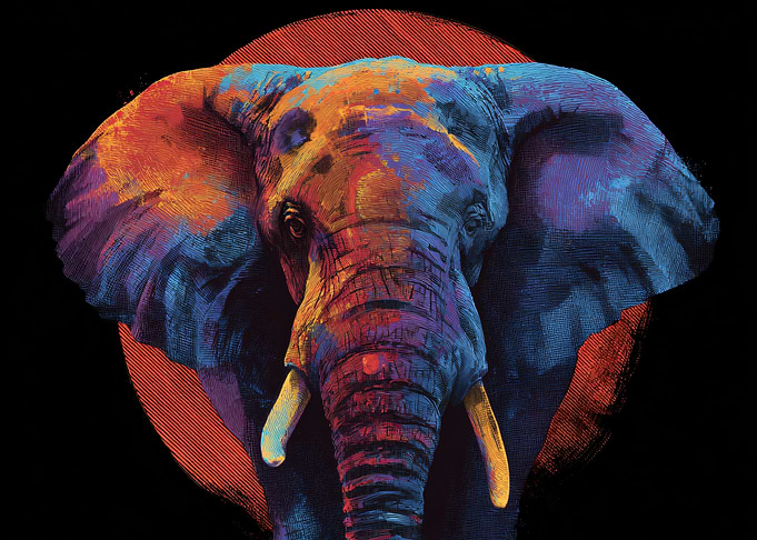 Colorful Elephant Portrait