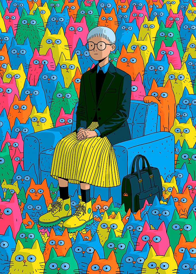 Person in a Chair Surrounded by Cats