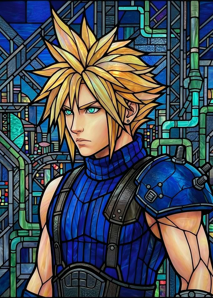 Cloud Strife Stained Glass Art