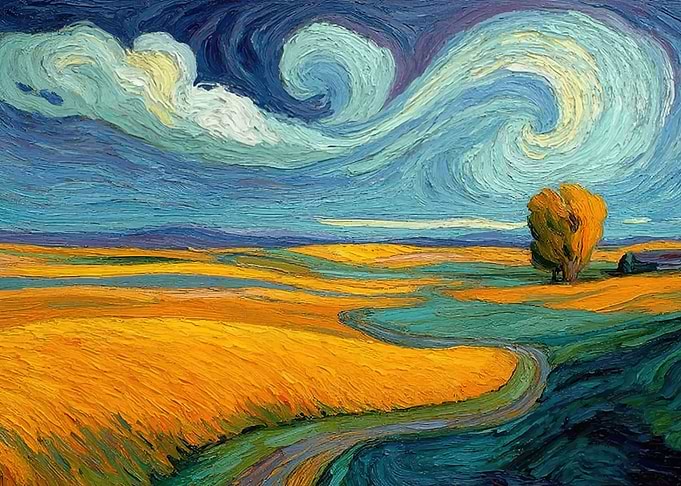 Van Gogh Style Landscape Painting