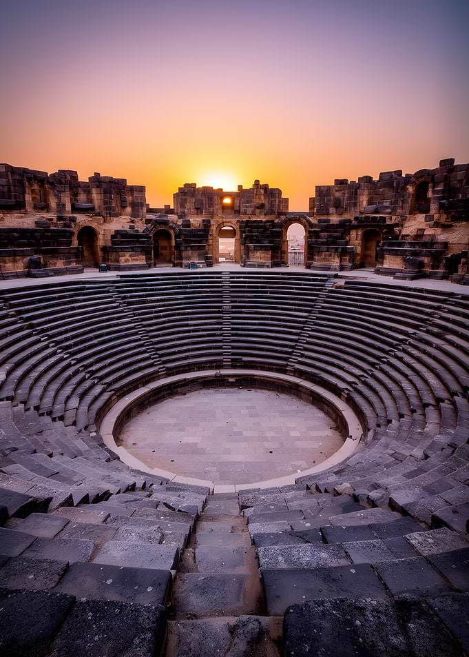 Ancient Amphitheater at Sunset