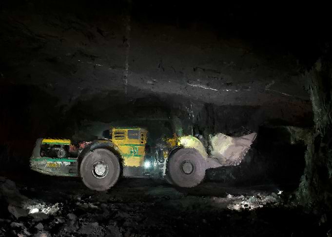 Mining Loader in Dark Tunnel