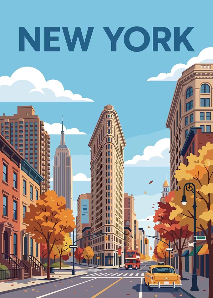 New York City Autumn Street Scene