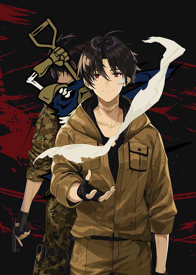 86 Anime character with shovel and military gear