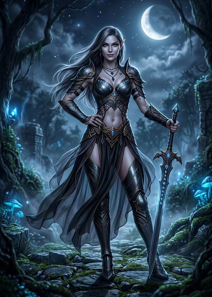 Elven Warrior with Glowing Sword